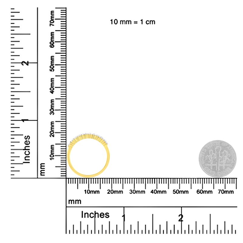 IGI Certified 1/4 Cttw Diamond 10K Yellow Gold Prong Set Fluted Band Style Ring (I-J Color, I2-I3 Clarity)_voghion.com