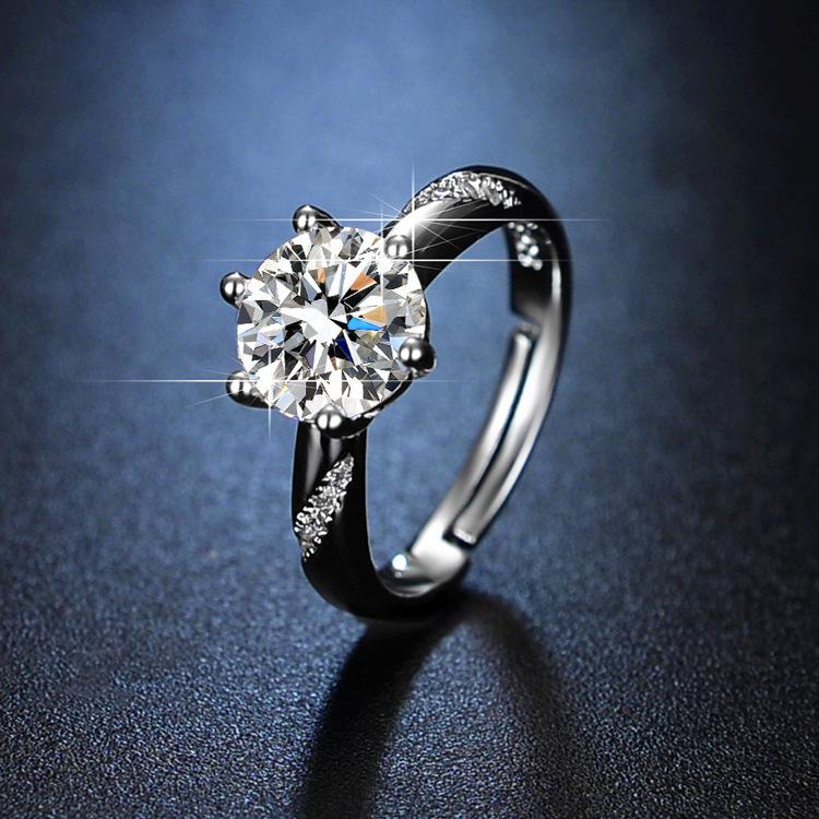 Hvitt gull moissanite hjerte åtte pil for kvinner, en karat spirituell seks klør giftering, direktesending_voghion.com