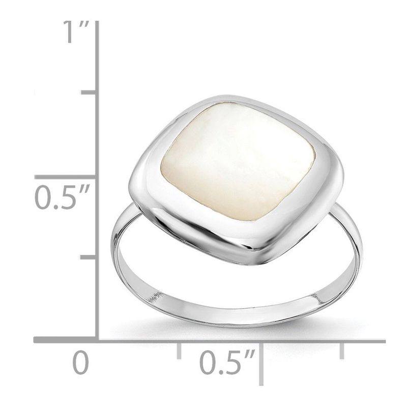 Sterling Silver Rhodium-plated Moon Mother Of Pearl Ring_voghion.com