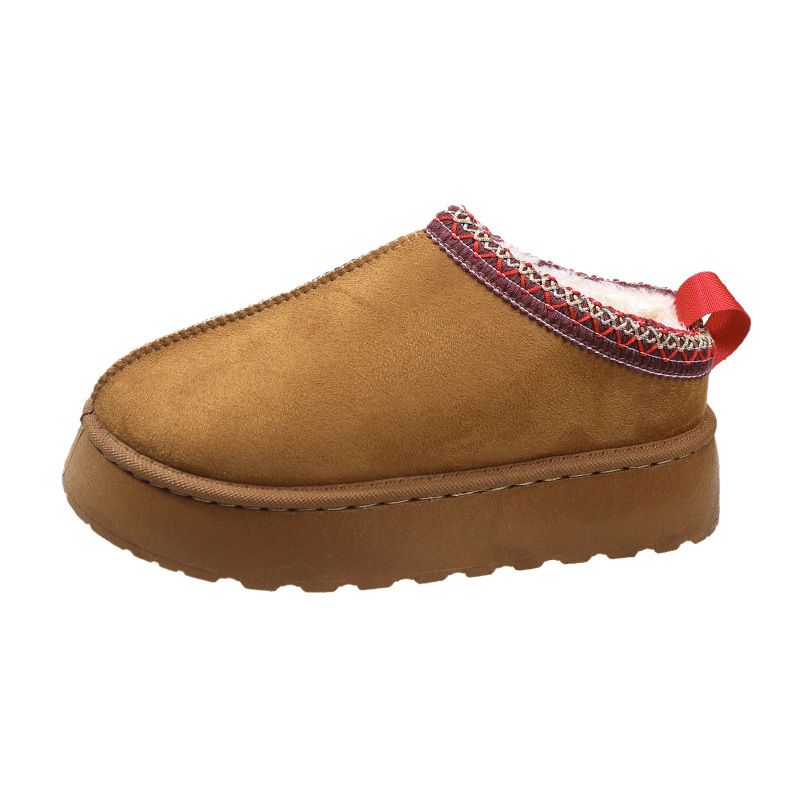 Women's cotton boots with velvet and fur one warm thick bottom sponge bottom without heel cotton shoes_voghion.com