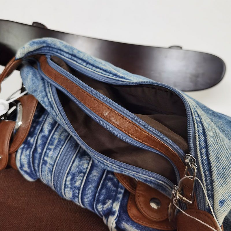 Gewaschene Denim-Umhängetasche, Umhängetasche, Pendler-Einkaufstasche, 2025, Herbst/Winter, Neu_voghion.com