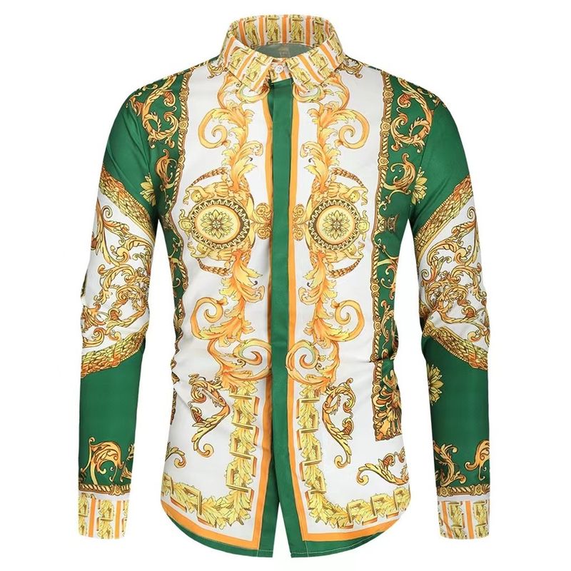 Herrenhemd, neues High-End-Luxus-Langarmhemd mit 3D-Digitaldruck, Slim Fit, für Männer_voghion.com