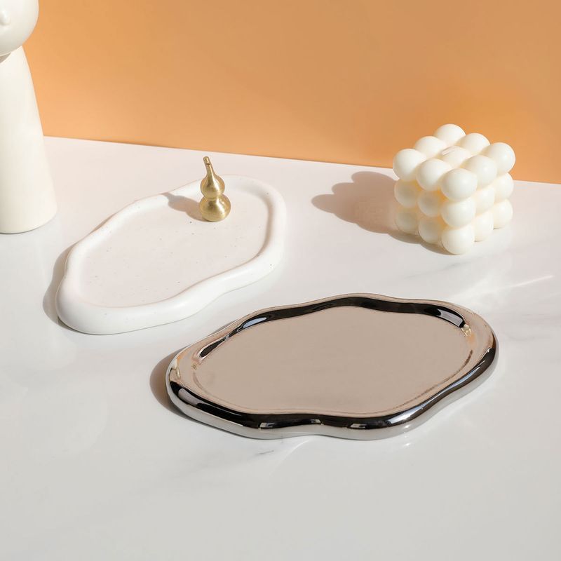 Plateau en céramique en forme de nuage - Assiette décorative minimaliste pour salle à manger, rangement de bijoux et décoration intérieure - Plat de service polyvalent_voghion.com