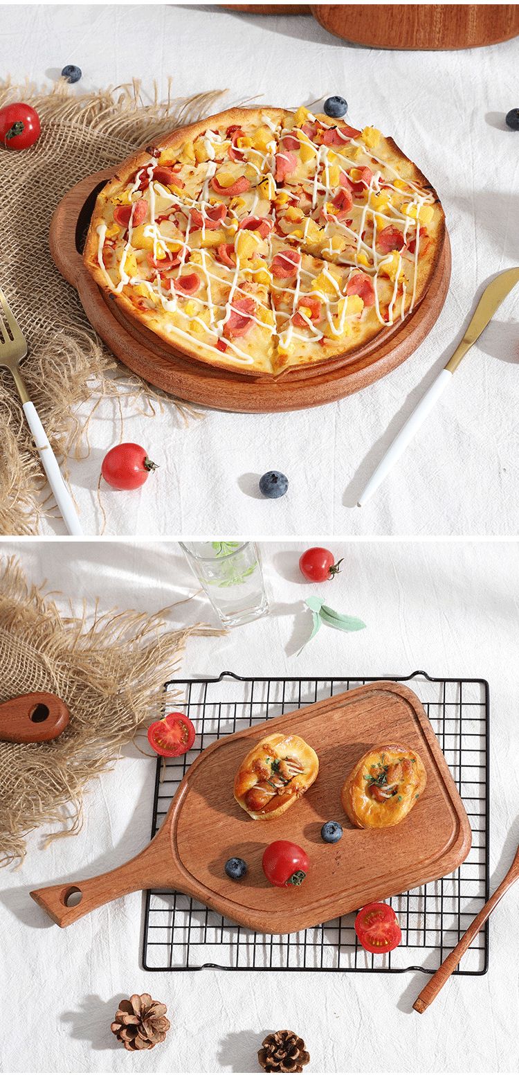 Wooden Serving Platter – Steak Board Pizza Tray & Dessert Plate For Home Dining_voghion.com