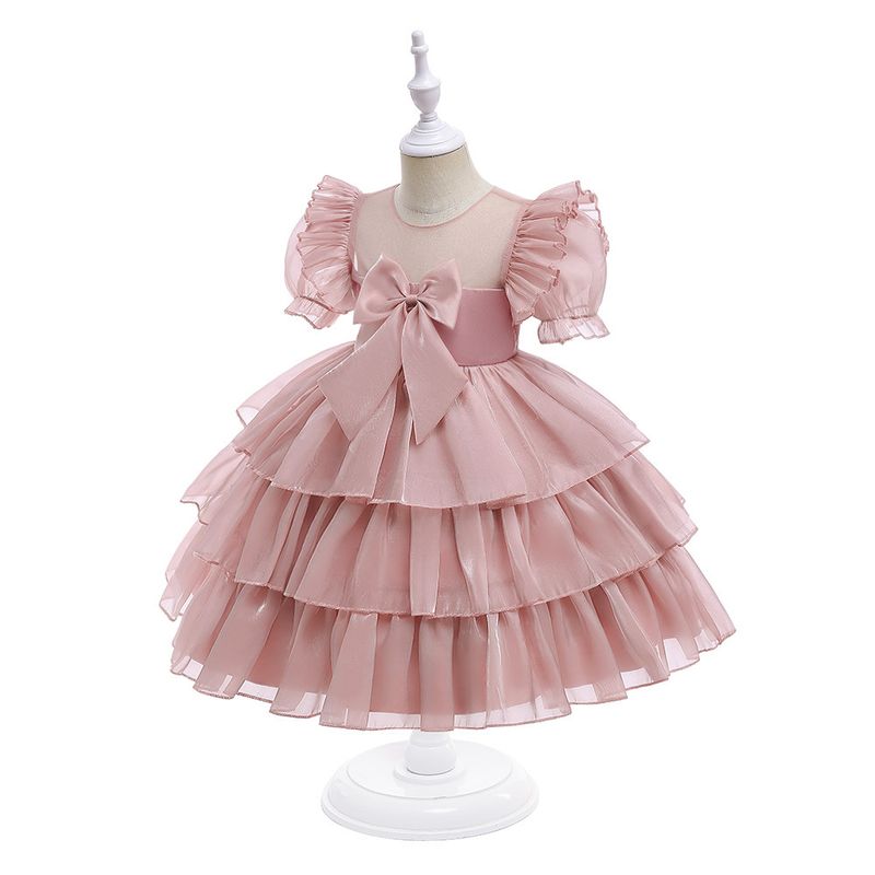 Mother & Kids Girls dress bow princess dress performance costume Christmas puffy cake dress flower girl wedding dress dress_voghion.com