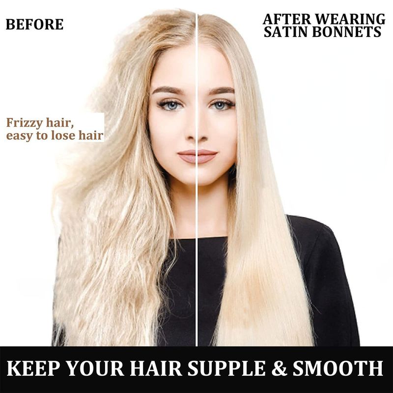 Cuffia per capelli da donna in raso per la cura dei capelli durante il sonno, cuffie in seta, cappello da notte a tesa larga con fascia elastica morbida_voghion.com