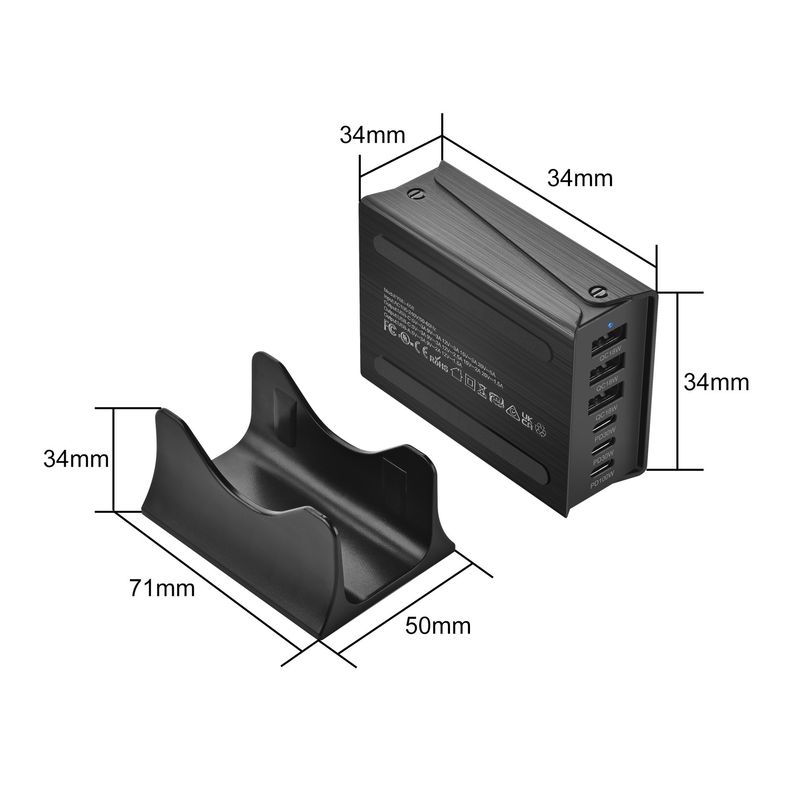 syct Nitrogen Gallium PD New 3A3C Multi-Function 6-Port Desktop 200W Travel Charger_voghion.com