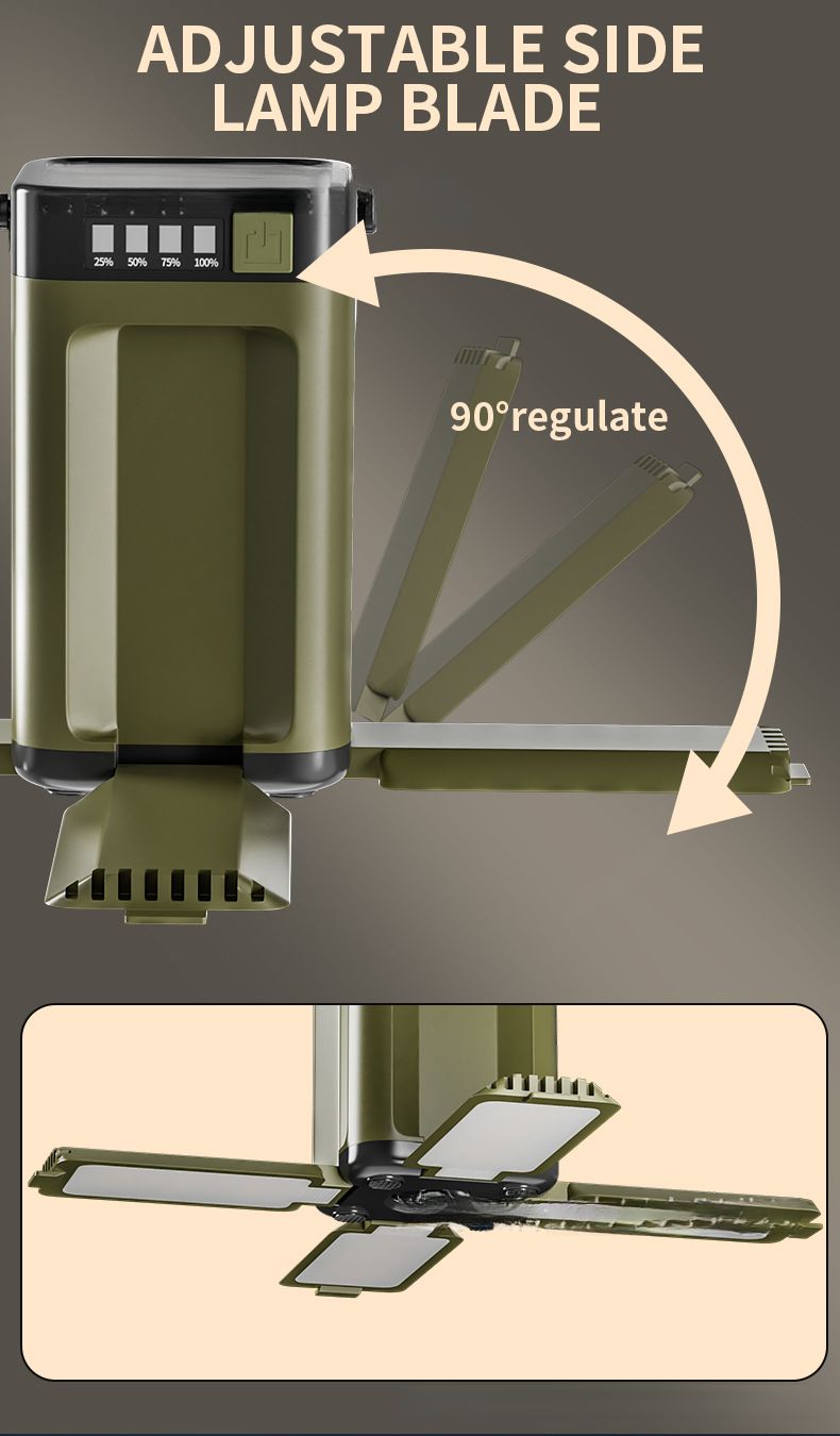 Cross-Border New Product Multifunctional Outdoor Support Output Four-Leaf Folding With Solar Camping Light Atmosphere_voghion.com