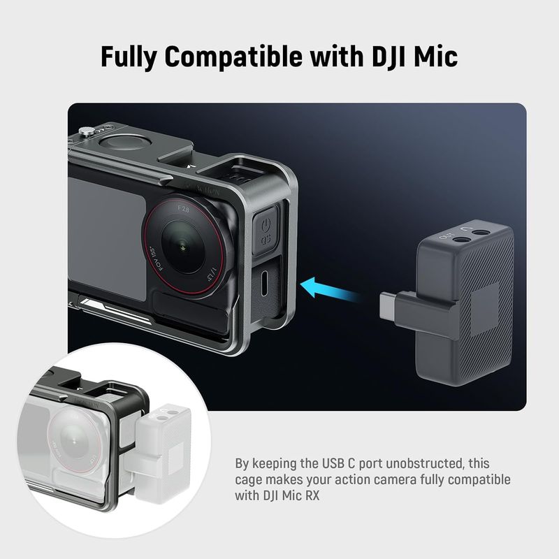 NEEWER Cage For Pro, Protective Metal Video Rig Cold Shoe Compatible With DJI Osmo 5 Pro 4 Action 3_voghion.com