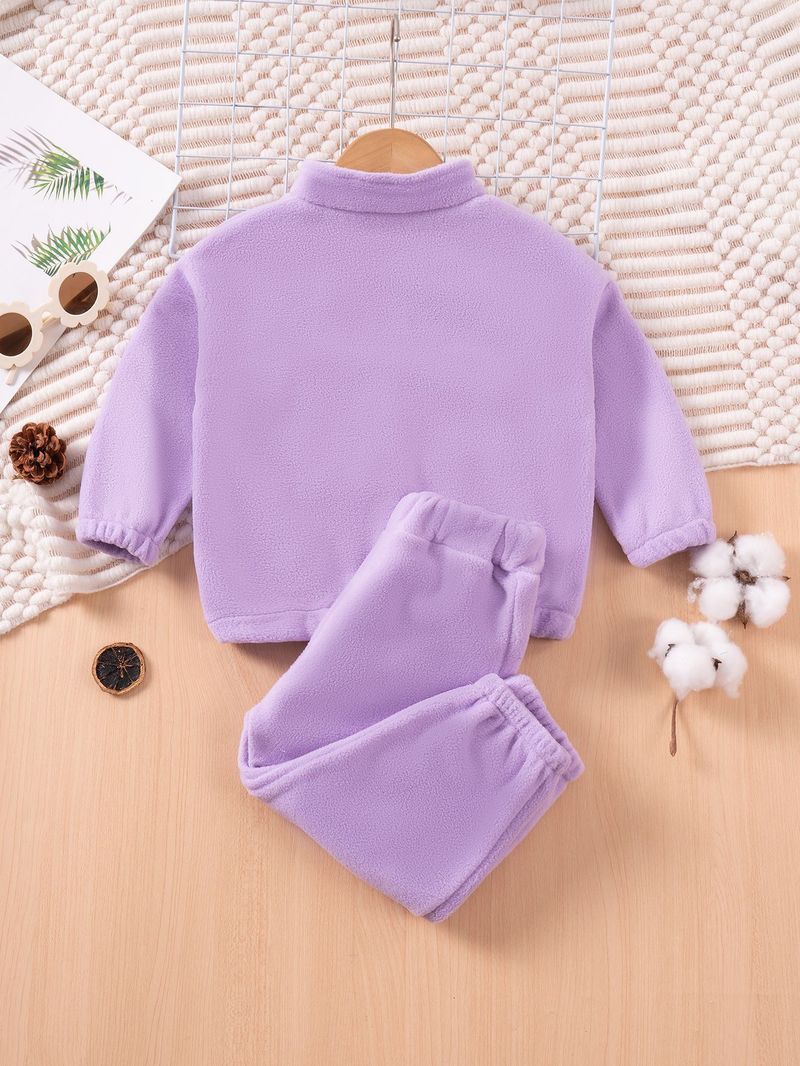Ensemble polaire pour bébé garçon, pull demi-zippé, chaud, deux pièces, version coréenne, pour garçons et filles de 1 à 6 ans, automne et hiver_voghion.com