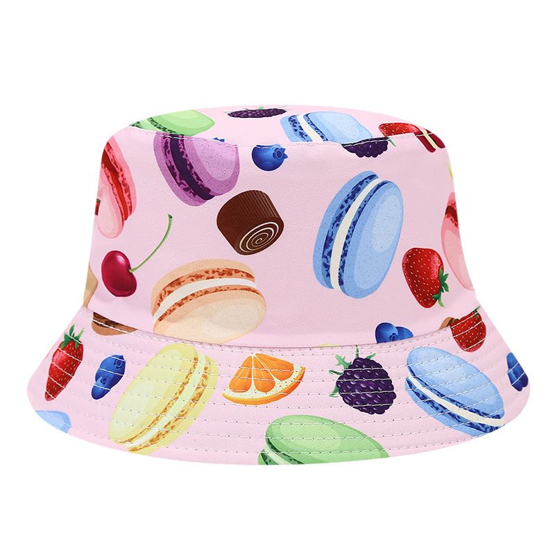 Børnemode udenrigshandel børns fiskerhat macaron frugtprint basinhat forår og sommer drenge og piger stor skygge solhat parasol_voghion.com