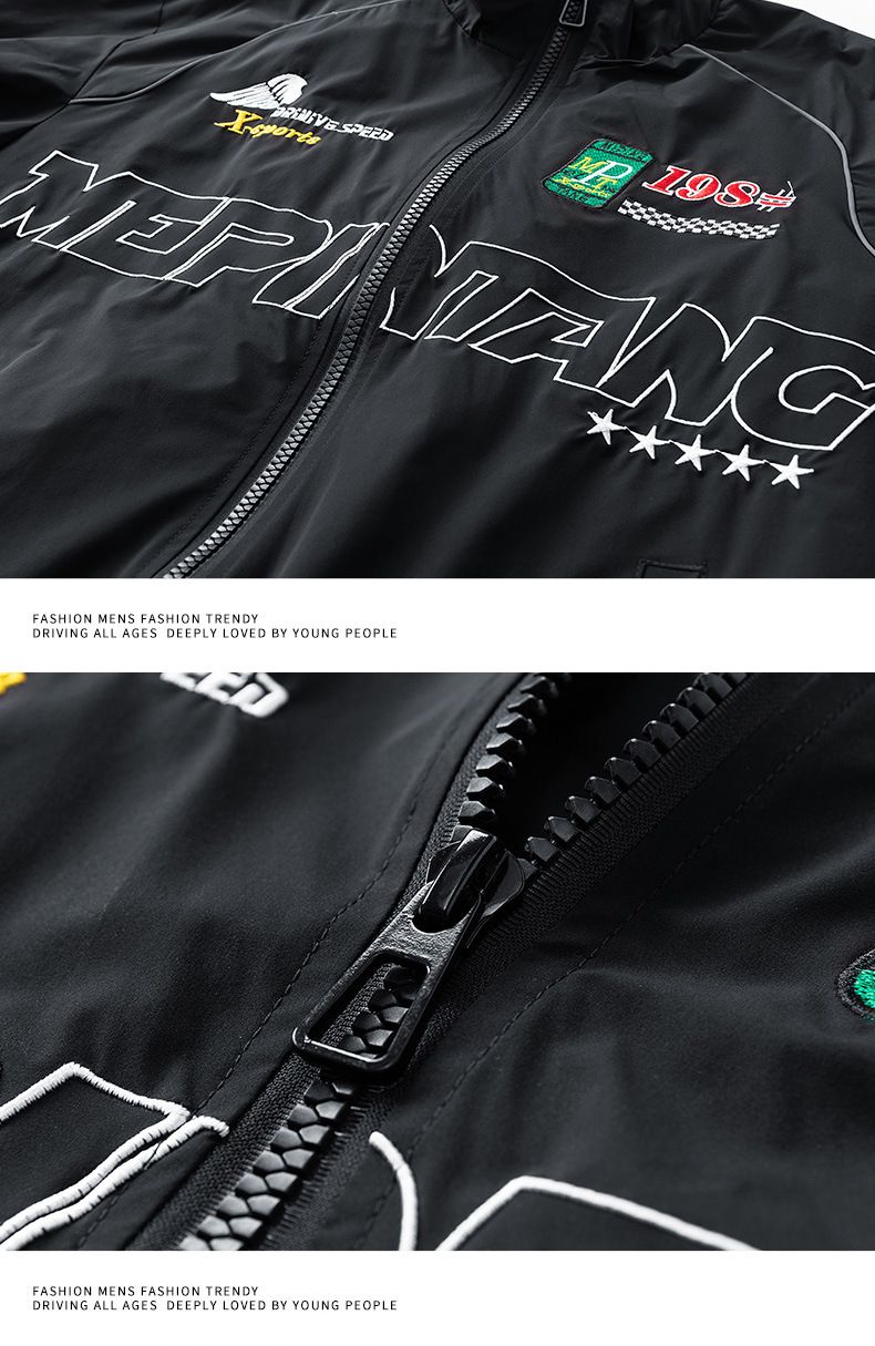 Nuova giacca da motociclista casual, versatile e alla moda, da uomo, con ricamo, per la primavera e l'autunno_voghion.com
