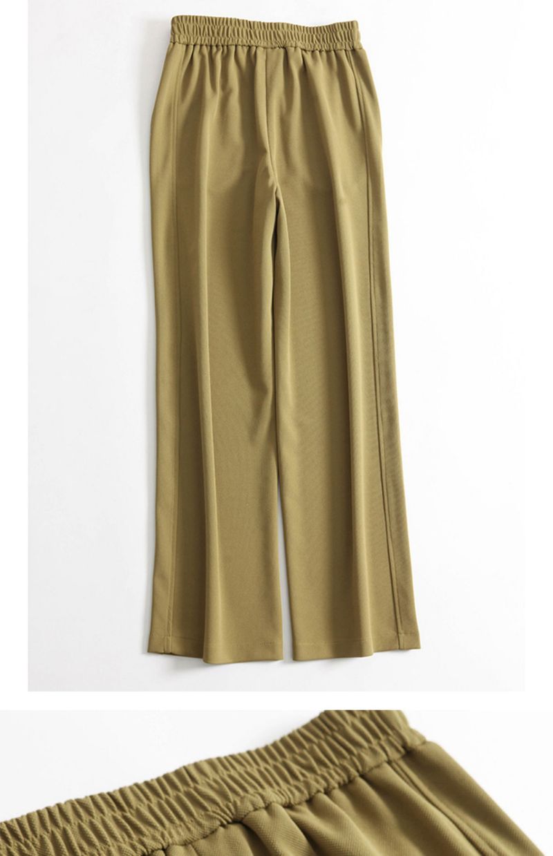 Women's Clothing Plaid Temperament Commuting Beltless High Waist Drawstring Loose Yellow Trousers Wide Leg Pants_voghion.com