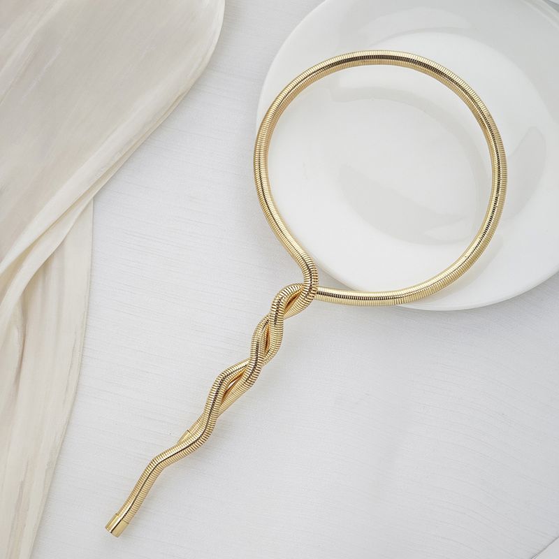 Collana unica intrecciata esagerata, stile creativo pesante in metallo, girocollo irregolare in osso di serpente_voghion.com