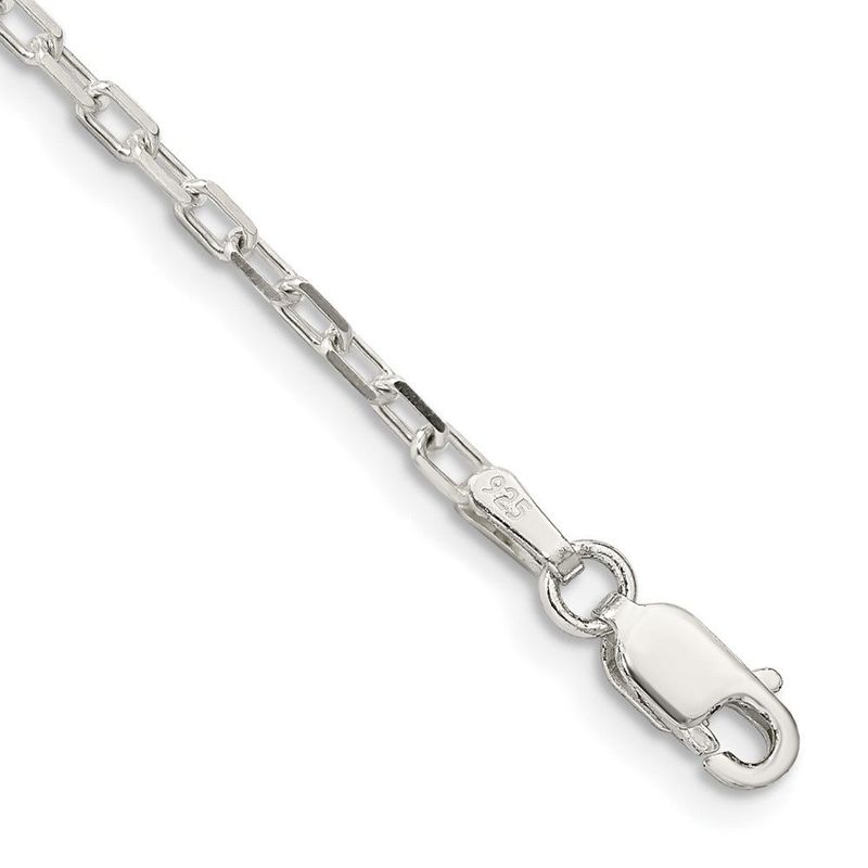 Sterling Silver 2.2mm Diamond-cut Long Link Cable Chain_voghion.com