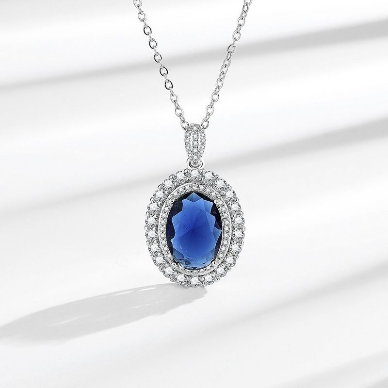 Live Fashion Simulatie Blauwe Hanger Oorbellen Ketting Hoofddeksel Sieraden Set_voghion.com