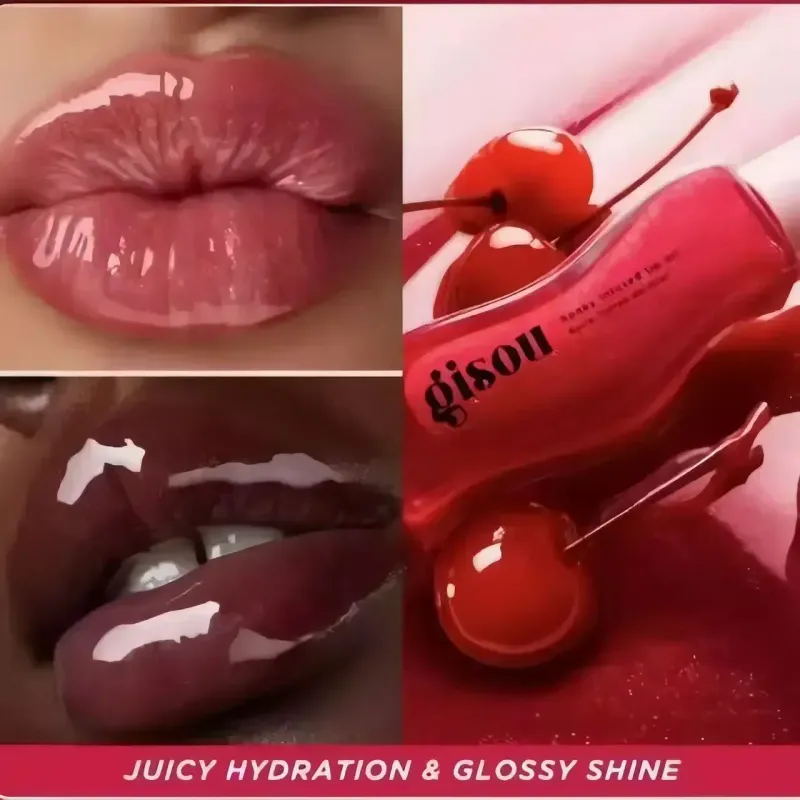 Huile pour les lèvres Gisou Honey Oil Sexy Plump Fruit Honey Essence Huile pour les lèvres Améliore les soins des cheveux secs Lisse et longue durée Rétention du parfum Après-shampoing_voghion.com
