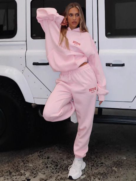 Women's Letter Print Hooded Sweatshirt & Fleece Pants Set - Trendy Casual Outfit For Everyday Comfort_voghion.com