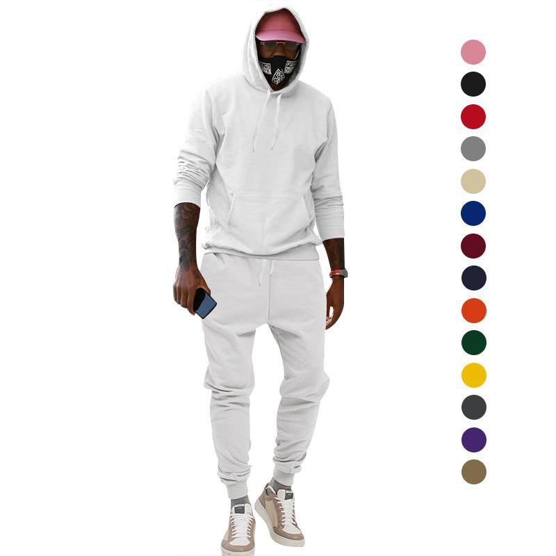 2024 Europese maat pluche trui met capuchon, sport-casual, stevige tweedelige losse sportkleding voor heren_voghion.com