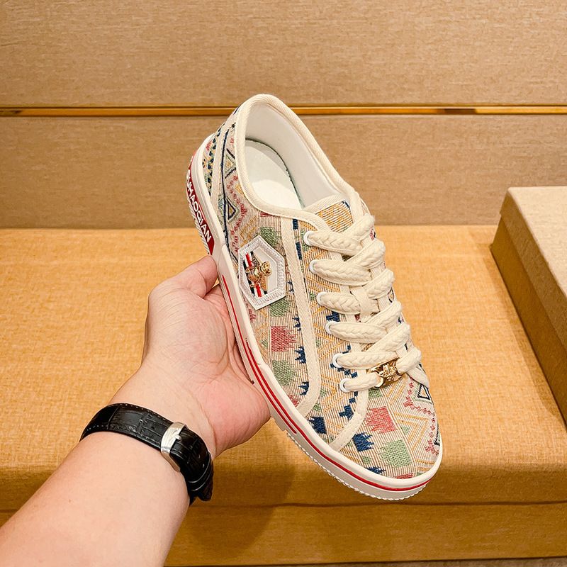 Fuguchi Men's White Sneakers Trendy Luxury Brand Little Bee Genuine Leather Printed Casual Shoes_voghion.com