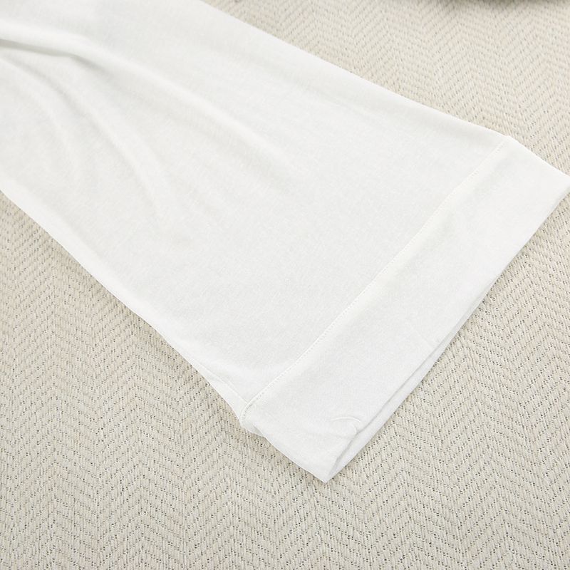 Women's sexy fashion knitted white round neck long sleeved pajamas trousers suit foreign trade soft skin friendly home clothes for women_voghion.com