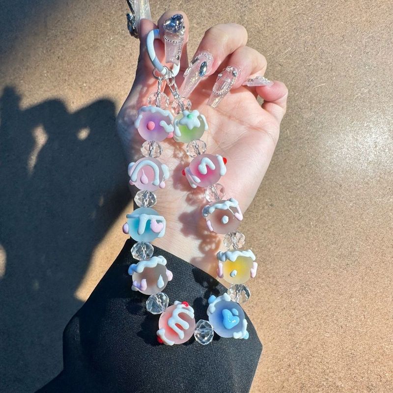 Ins Style Phone Dopamine Hand-painted Bead Chain Fashion Trendy Play Versatile With Transparent Clip Wrist Strap_voghion.com