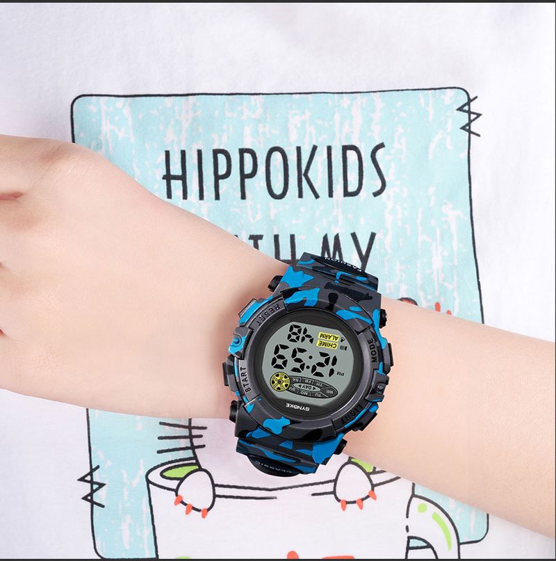Unisex Digital Sports Watch With Camouflage Design, Multi-Color Night Light, Waterproof, Lightweight & Durable For Kids And Adults_voghion.com