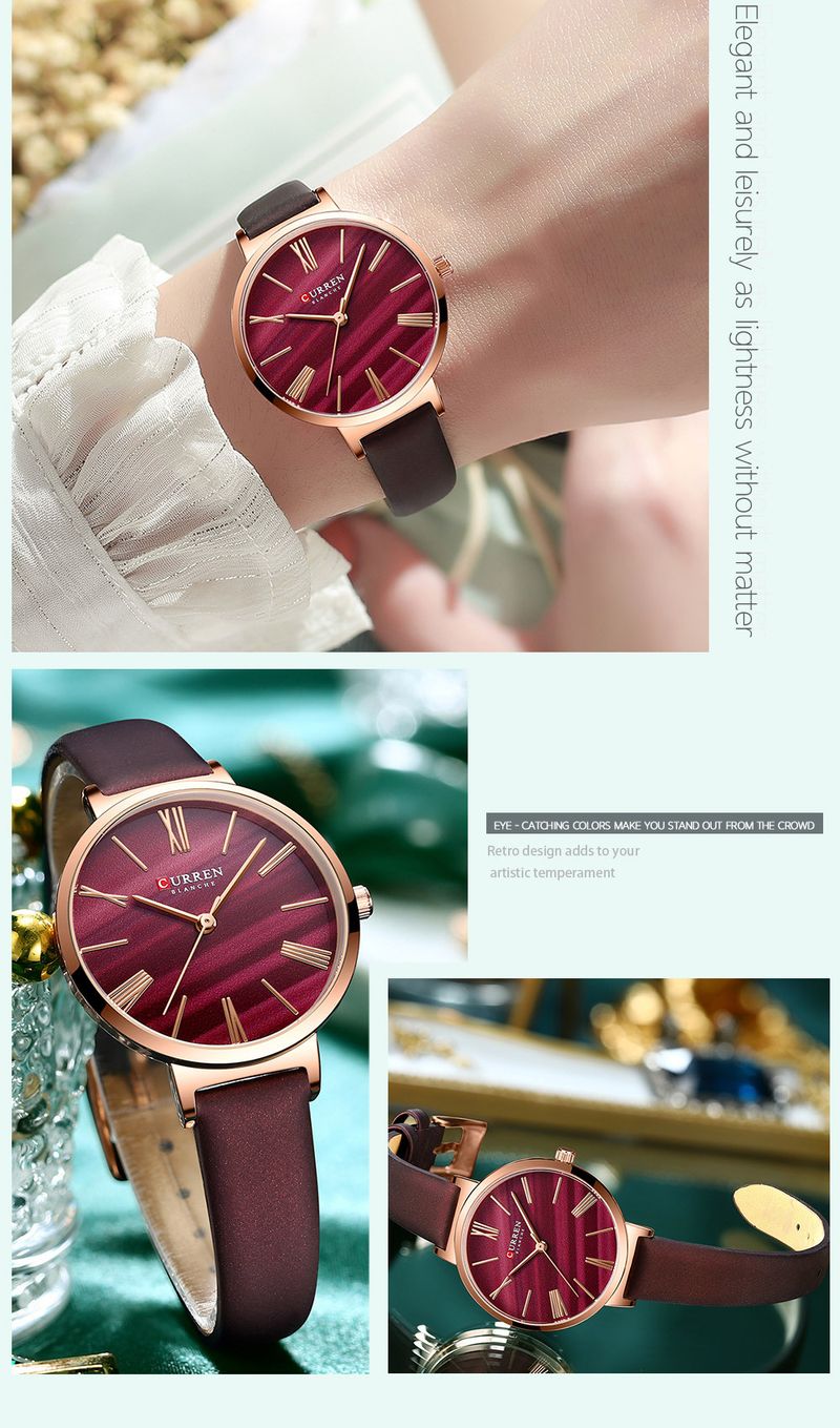 Orologio al quarzo sottile e impermeabile da donna con cinturino in pelle, quadrante rotondo minimalista, orologio casual alla moda da indossare tutti i giorni_voghion.com