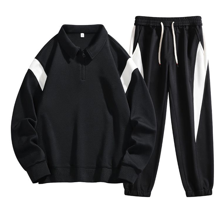 Men's Long Sleeve Zip-Up Sweatshirt & Jogger Set - Stylish Contrast Casual Outfit For Spring & Fall_voghion.com