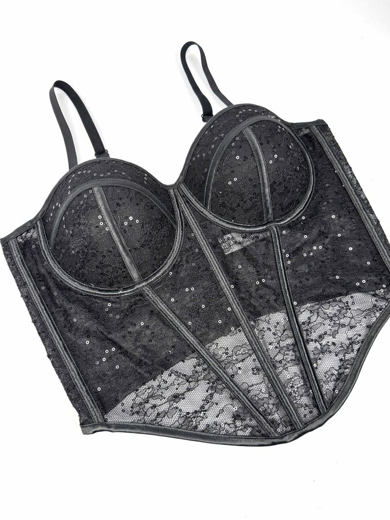 Women's Clothing New Slim Sexy See Through Mesh Vest Suspender Low Cut Contrast Color Waist Slim Breathable Body Shaping Fishbone Bra_voghion.com