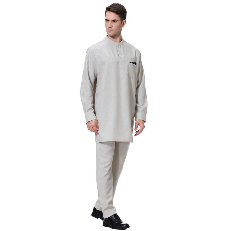 Ropa de hombre Conjunto de pantalones largos para hombre caftán musulmán_voghion.com