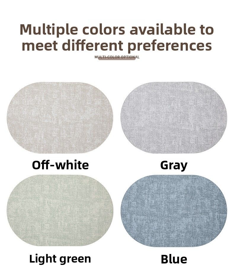 Japanese Style Oval Cloth Pattern Placemat Leather Dining Table Waterproof Stain Heat Resistant Hotel Home Tableware Mat_voghion.com