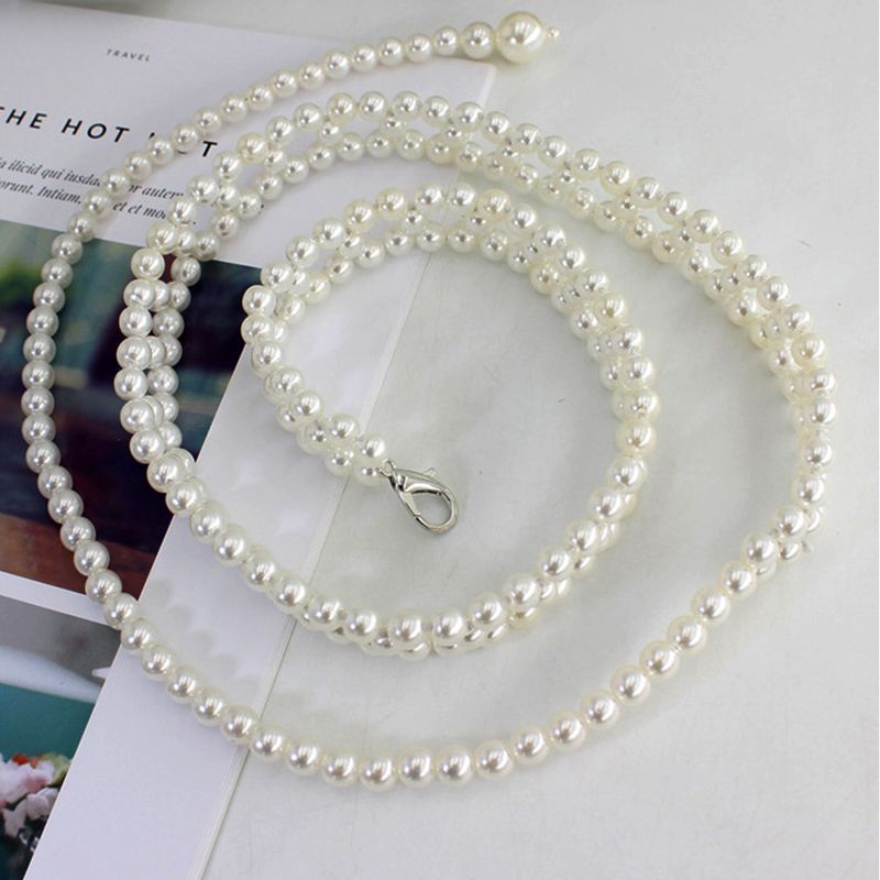 HEIßE Neue Elegante Frauen Perle Gürtel Weibliche Mädchen Strap Dünne Dünne Kleid Lange Taillenbänder Riemen Taille Ketten_voghion.com