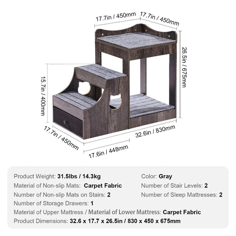 Window Storage Cat Indoor Stairs Bed With Dog With Pet Gray Perch Bunk_voghion.com