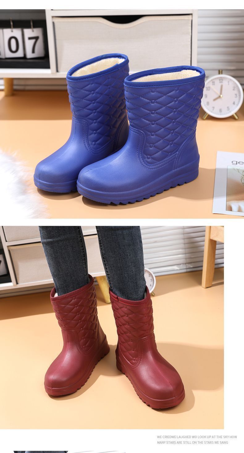 Stivali da pioggia caldi in EVA impermeabili e in pile da donna per bucato, lavaggio auto, scarpe igieniche da cucina, lavoro, antigelo,_voghion.com