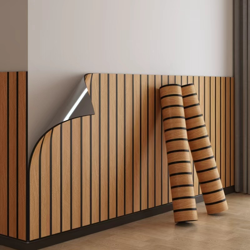 Thickened Self-Adhesive Grid Stickers Waterproof Moisture-Proof Wood Grain Living Room TV Background Wall_voghion.com