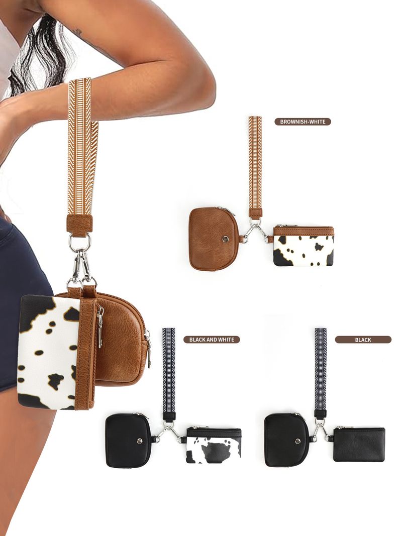 Damen Mini Zipper Wristlet Keychain Portemonnaie Duebel Pocket Wristlet Portable Portemonnaie Coin Portemonnaie Mini Women Coin Bag_voghion.com