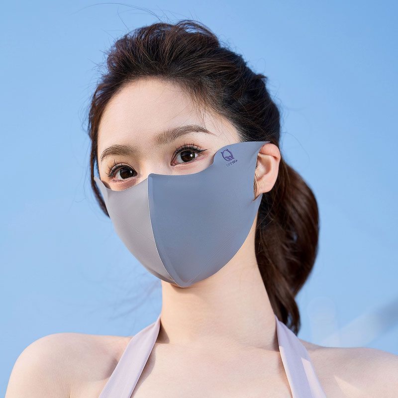 Maschera facciale in seta di ghiaccio traspirante, lavabile, leggera, senza cuciture, con protezione solare UV e effetto tridimensionale 3D_voghion.com