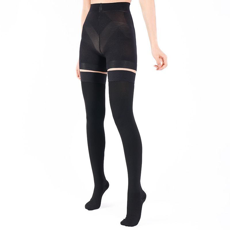 Calze elastiche sportive a compressione lunga sopra il ginocchio di secondo livello, taglie forti, per vene varicose_voghion.com