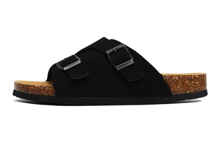 SHLIANG New Summer Men's Soft Wooden Slippers Couple Sandals Beach Shoes Outer Wear Leather Cross-Border Water Sandals Y0574_voghion.com