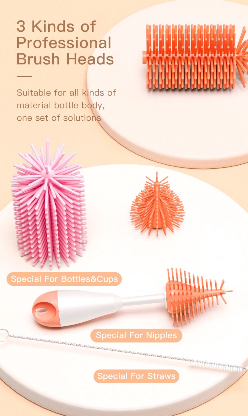 Conjunto de escovas para mamadeiras de silicone 3 em 1 com chupeta e canudo, ideal para canudinho de água com canudinho e garrafa térmica_voghion.com