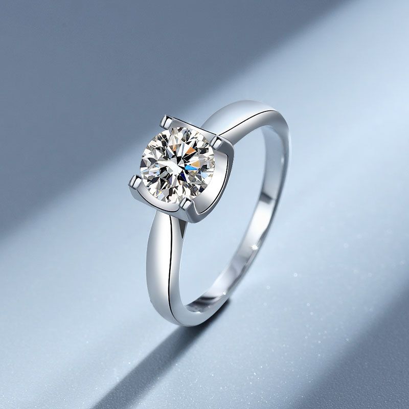 Bague de mariage en argent pur avec diamant Mosang pour femme, classique, tête de taureau, légère, luxueuse, imitation 1 carat, Internet_voghion.com
