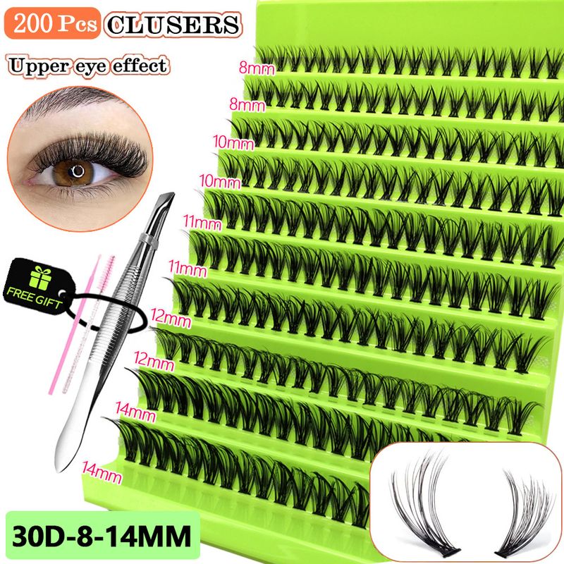 10er-Pack gemischte 20D/30D künstliche Wimpern – DIY Lazy Girl 3-Schritt-Anwendung (Weizen- und Mini-Teufel-Stil, flauschiger und natürlicher Look, Cluster in Salonqualität)_voghion.com