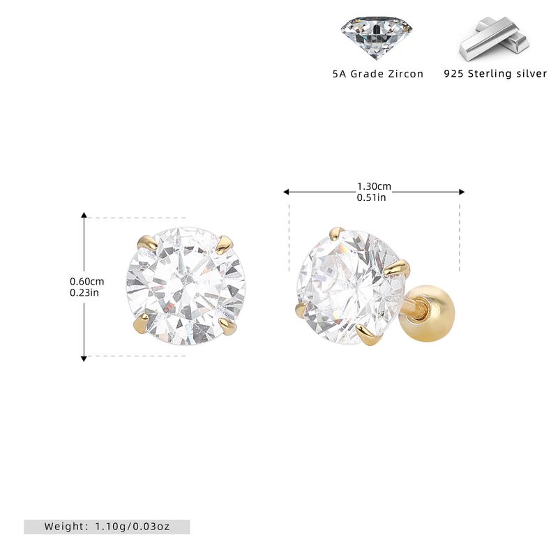 Gioielli da donna in argento sterling S925 con quattro griffe e orecchini a vite con zirconi, gioielli classici versatili, alla moda e semplici da donna_voghion.com