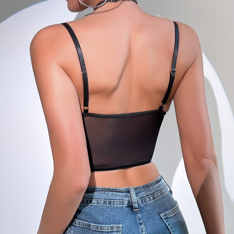 Women's Sexy Clubwear Sequin Bustier Top - Boned Underwire Push Up Crop Top With Sheer Mesh Bodycon Glitter Party Vest For Women_voghion.com