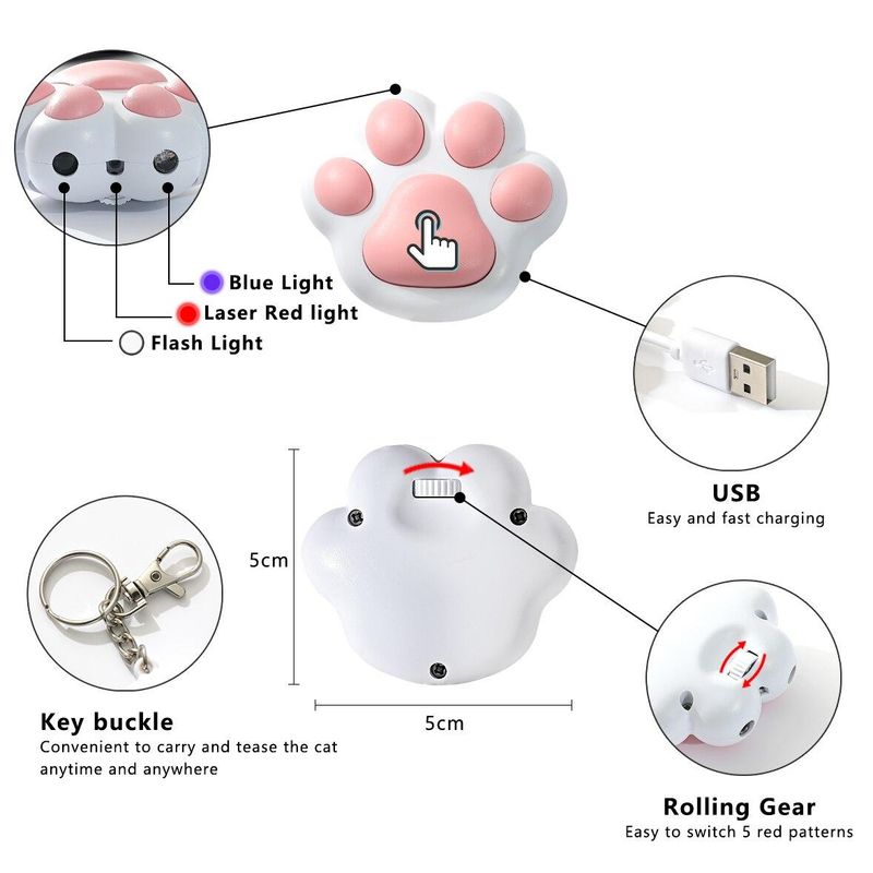 1 Pcs Pet Cat Toy Multi-function Pointer USB Rechargeable Toy Cat Interactive Fun Indoor Chasing Cat Toy_voghion.com