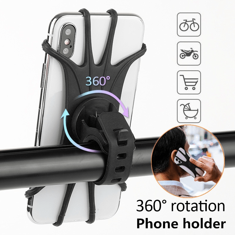 Suport pentru telefon cu rotație la 360° pentru ciclism, husă din silicon pentru ghidon, pentru bicicletă_voghion.com