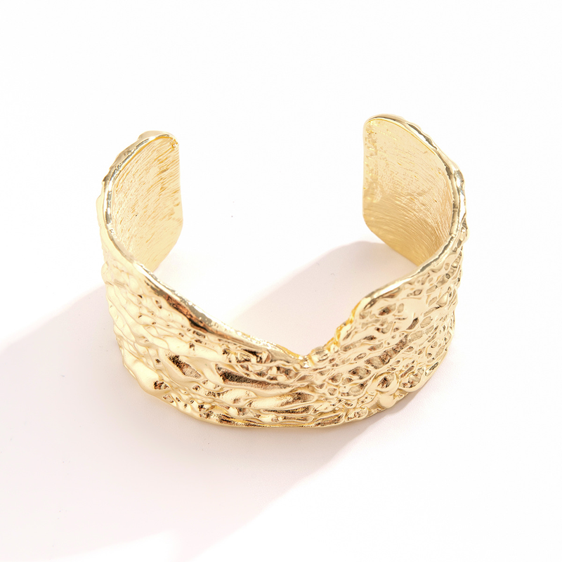 Designer Style Geometric Simple Pitted Exaggerated Bracelet Punk Metal Irregular Bracelet_voghion.com