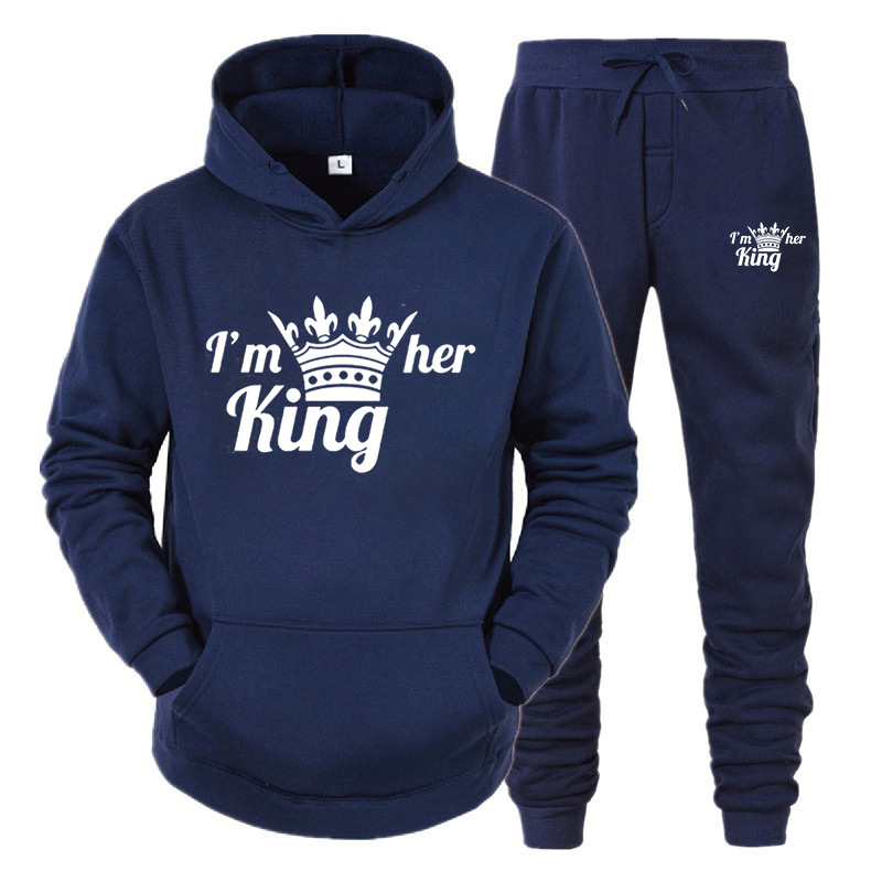 KING QUEEN Pull Ensemble deux pièces de sport décontracté pour hommes et femmes_voghion.com