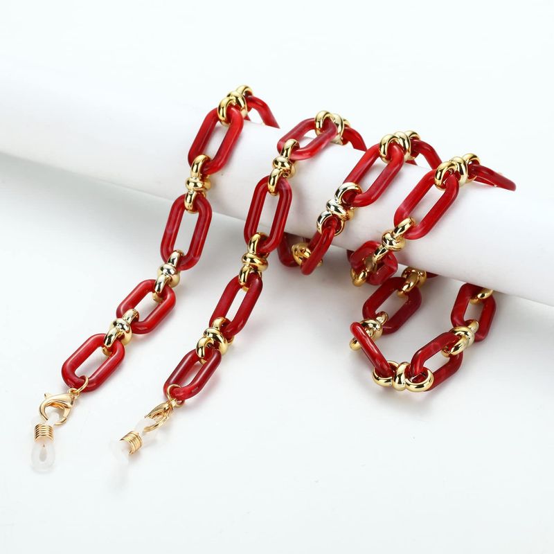 Fresh Colorful Acrylic Square Buckle Glasses Fashion Accessory Anti-Drop Mask Chain_voghion.com